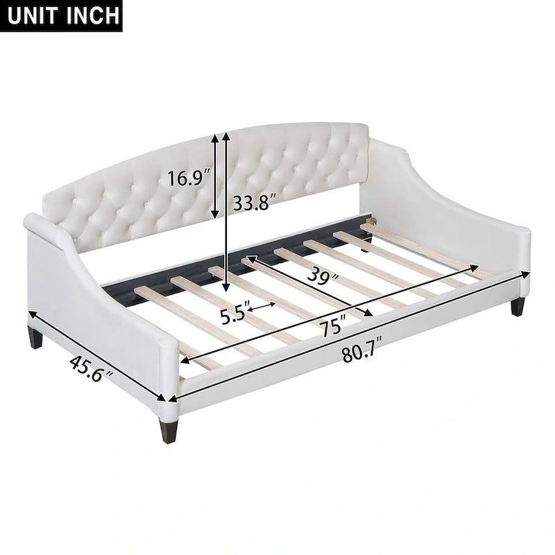 Beige / Grey Full Size Wood Daybed – Sofa & Bed, Sleeps 2