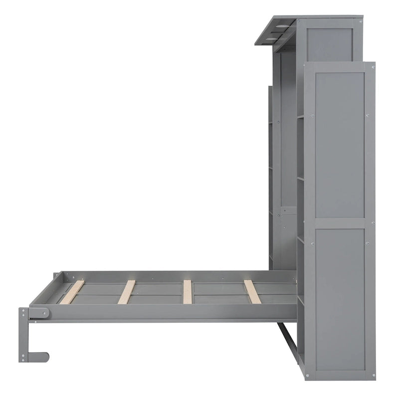 Queen Size Murphy Bed with Shelves