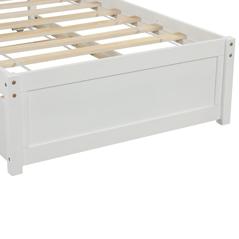 Elegant Twin Wood Platform Bed with Trundle
