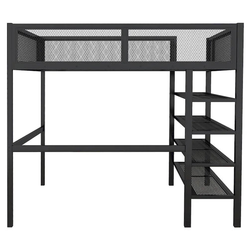 Full Loft Bed with Four Shelves