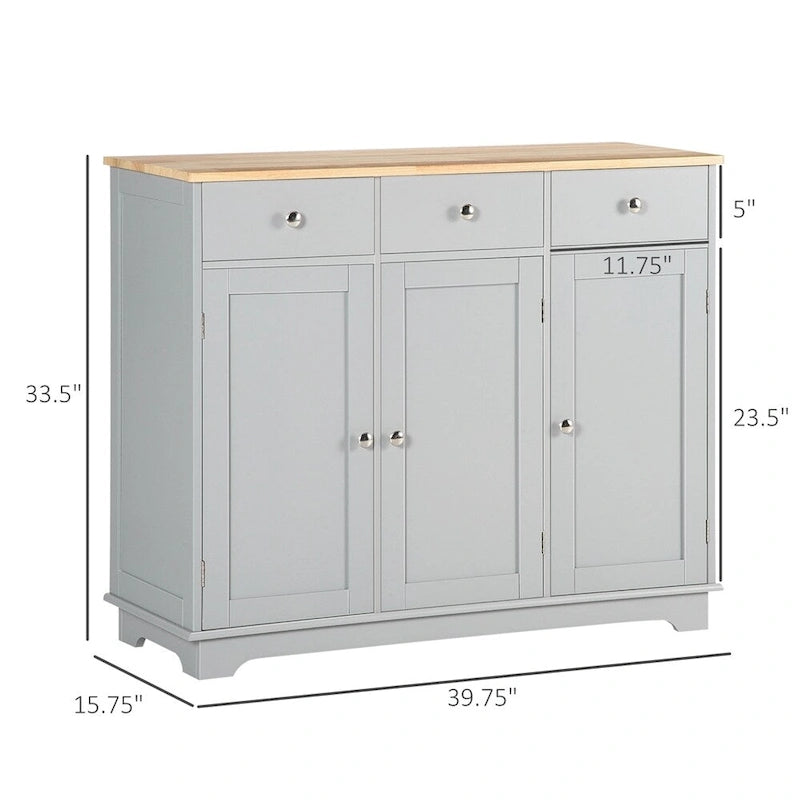 Brown Wood Buffet Cabinet with 2 Drawers & Adjustable Shelf, 1-Person Assembly