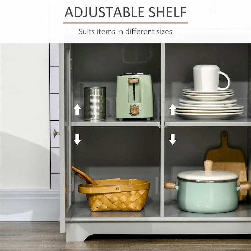 Brown Wood Buffet Cabinet with 2 Drawers & Adjustable Shelf, 1-Person Assembly