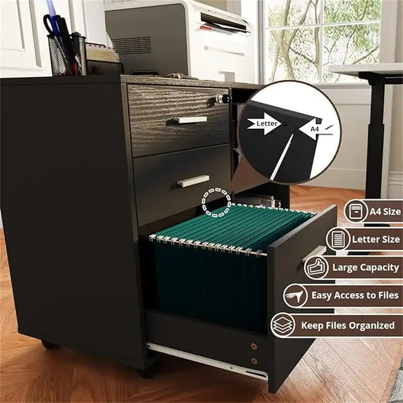 Wood Filing Cabinet - 15.75D x 31.69W x 26.29H