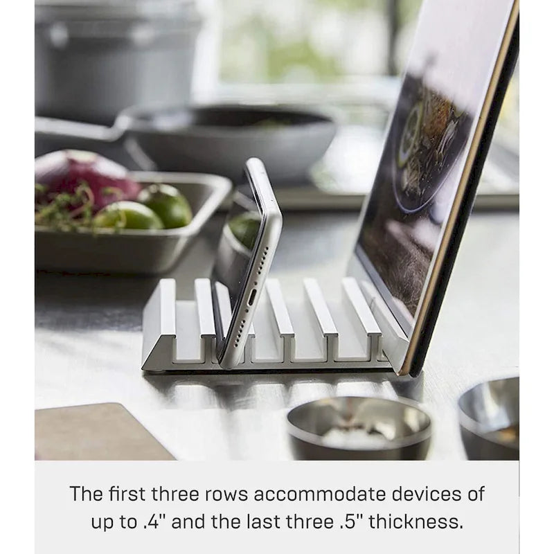Yamazaki Home Phone and Tablet Stand - Aluminum, Aluminum - L 5.12 x W 3.94 x H 0.71 inches
