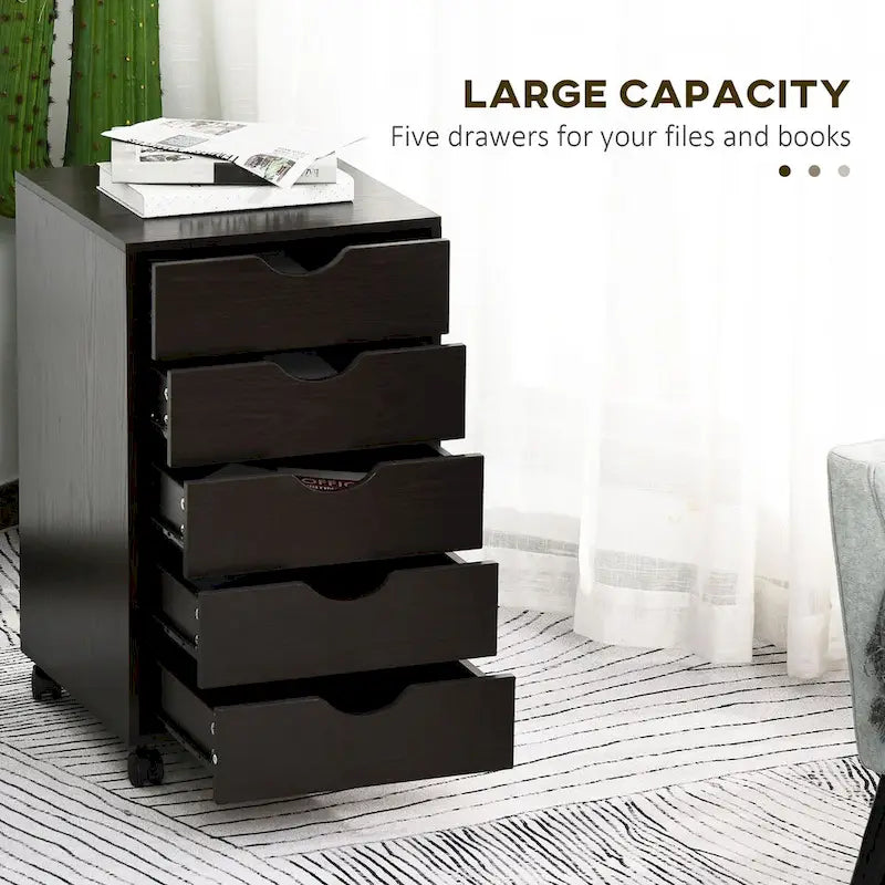 Nordic Minimalist Modern 5-Drawer File Cabinet Storage Organizer with Wheels