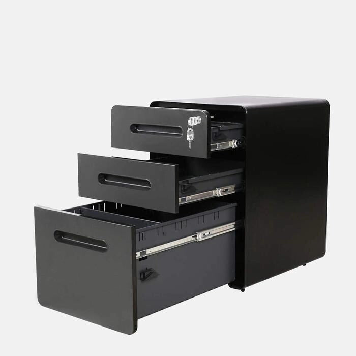 ApexDesk 3-Drawer Metal Mobile File Cabinet with Locking Keys & Casters