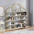 White & Gold 5-Tier Open Bookshelf, Single-Person Assembly