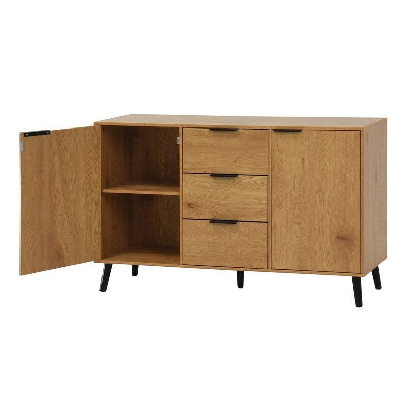 47.2" Natural Sideboard Cabinet with 3 Drawers & 2 Doors