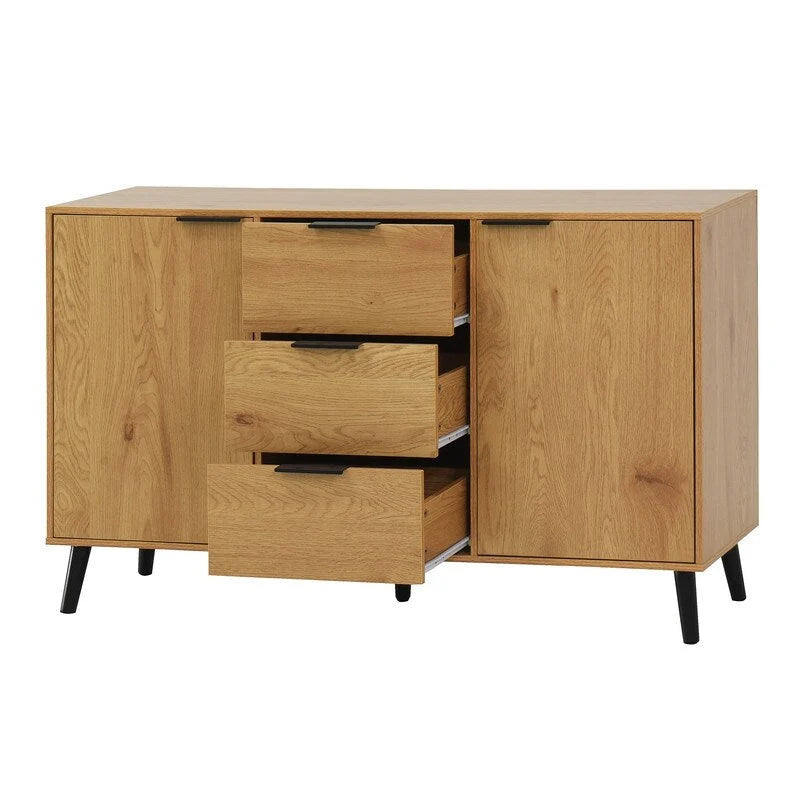 47.2" Natural Sideboard Cabinet with 3 Drawers & 2 Doors