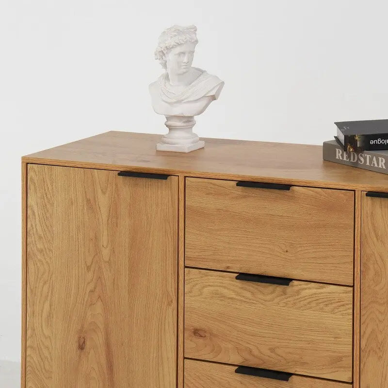 47.2" Natural Sideboard Cabinet with 3 Drawers & 2 Doors