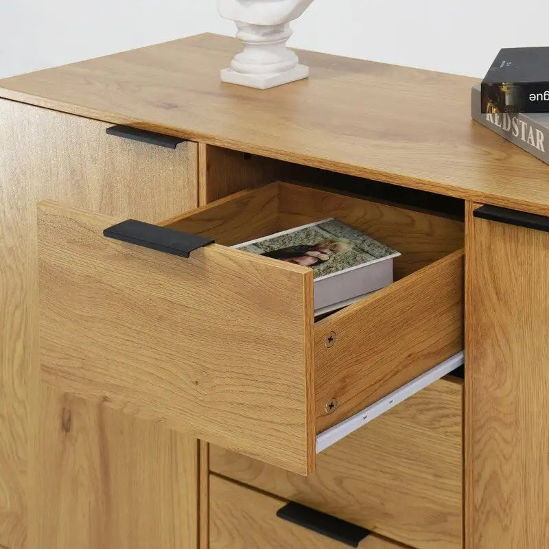 47.2" Natural Sideboard Cabinet with 3 Drawers & 2 Doors
