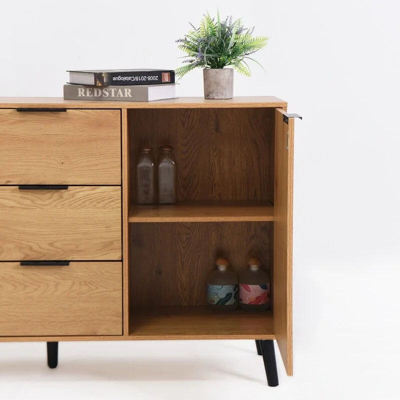 47.2" Natural Sideboard Cabinet with 3 Drawers & 2 Doors