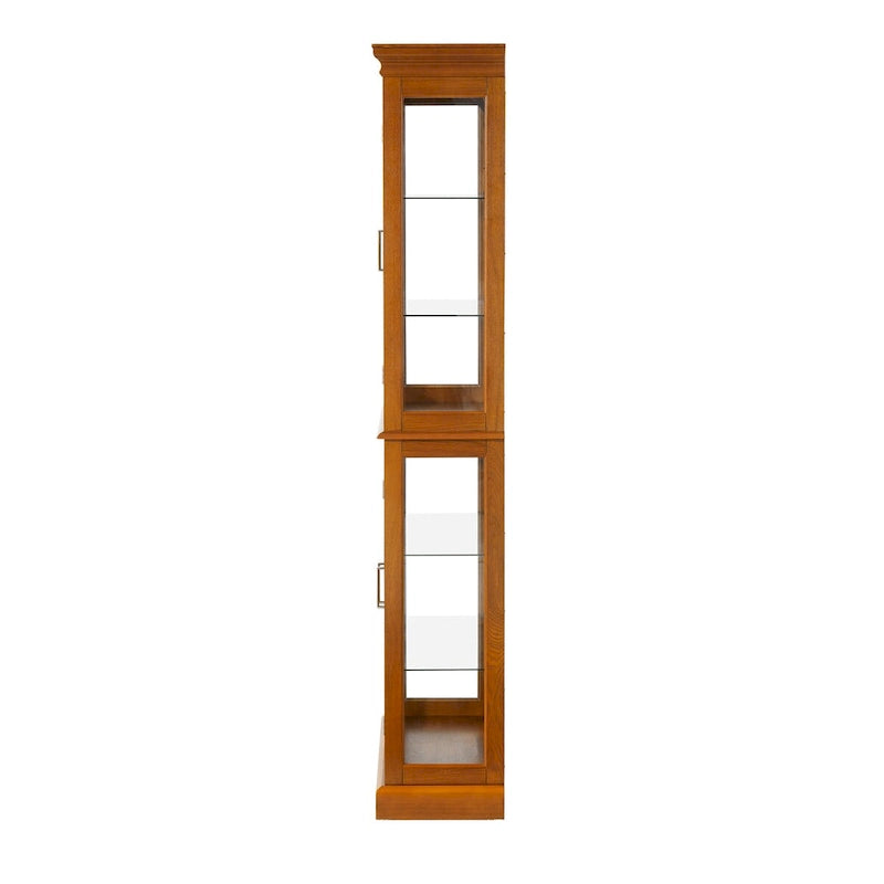 Oak Classic Lighted Curio Cabinet with Glass Doors, 2-Person Assembly