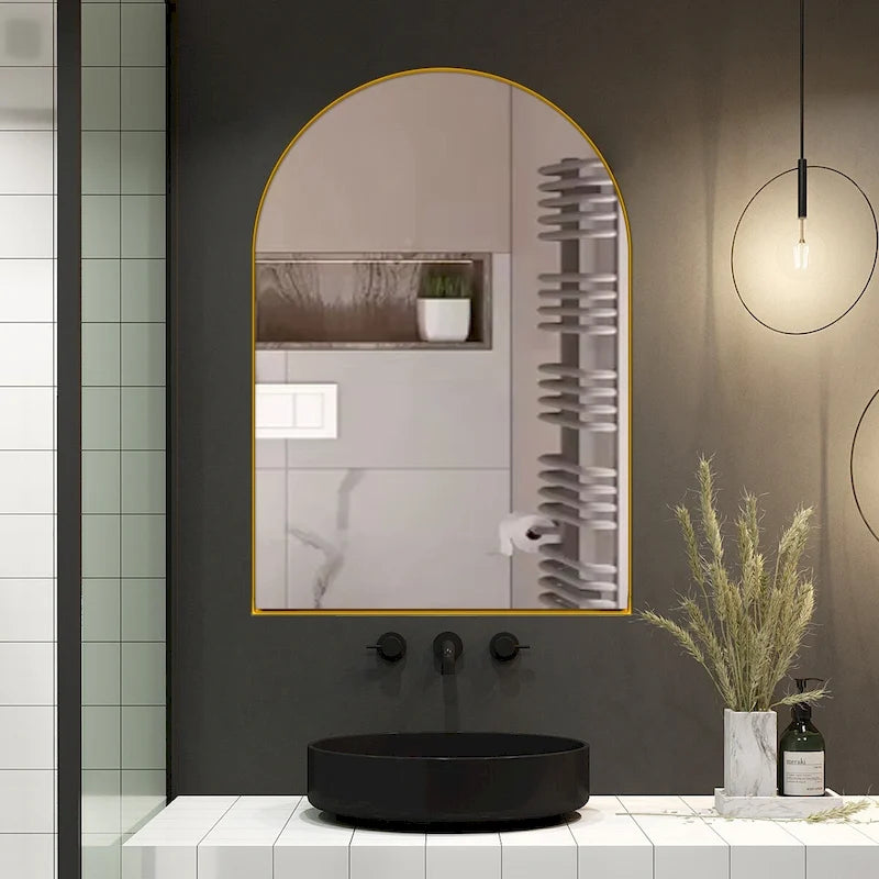 Metal Framed Bathroom Wall Cabinet with Mirror and Adjustable Shelves