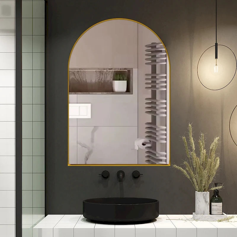 Metal Framed Bathroom Wall Cabinet with Mirror and Adjustable Shelves