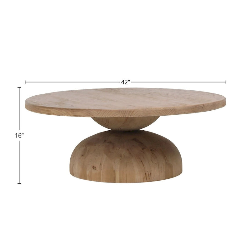 Natural Round Hourglass Coffee Table, Wood Top