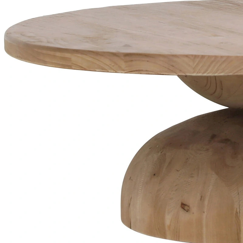Natural Round Hourglass Coffee Table, Wood Top