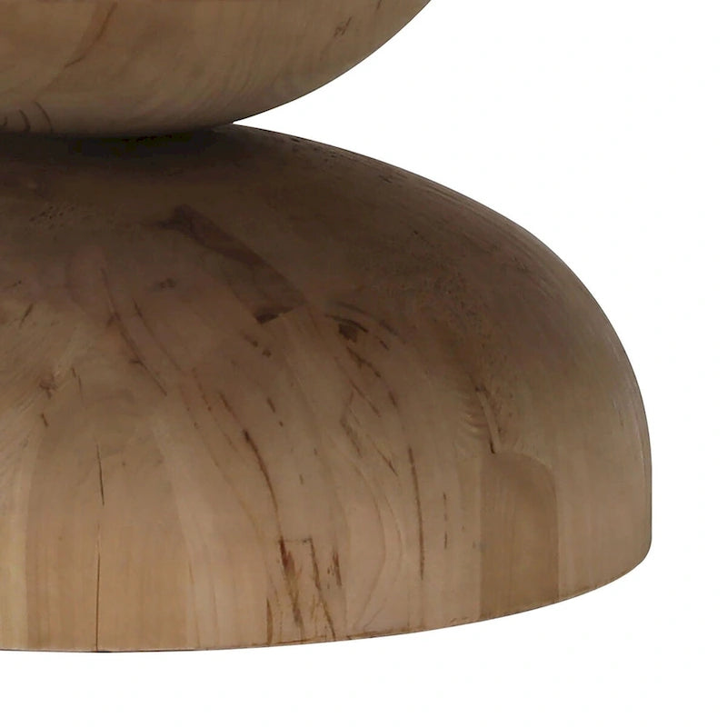 Balak Round Modern Hourglass Coffee Table, Natural Pine