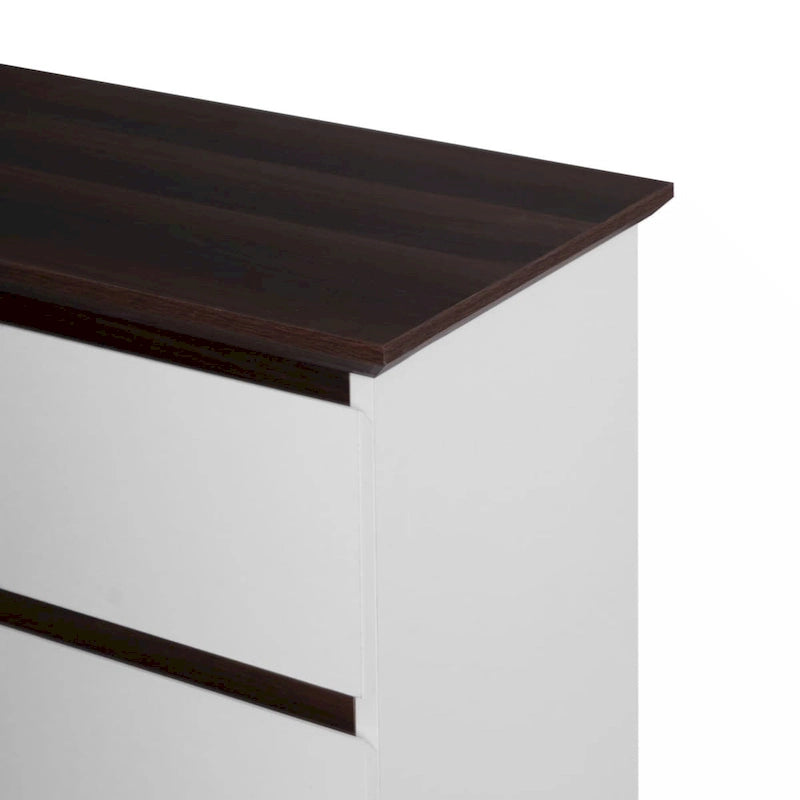 White 5-Drawer Dresser with Wood Top, Storage Chest for Bedroom