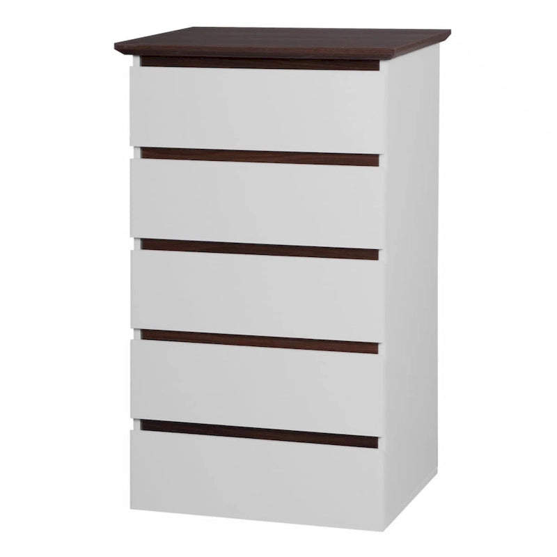White 5-Drawer Dresser with Wood Top, Storage Chest for Bedroom