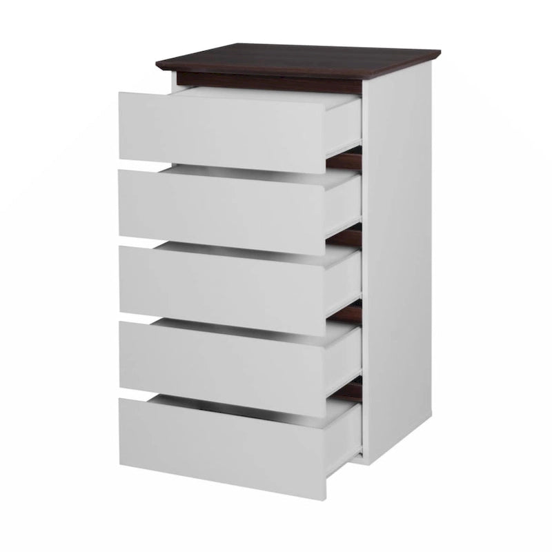 White 5-Drawer Dresser with Wood Top, Storage Chest for Bedroom