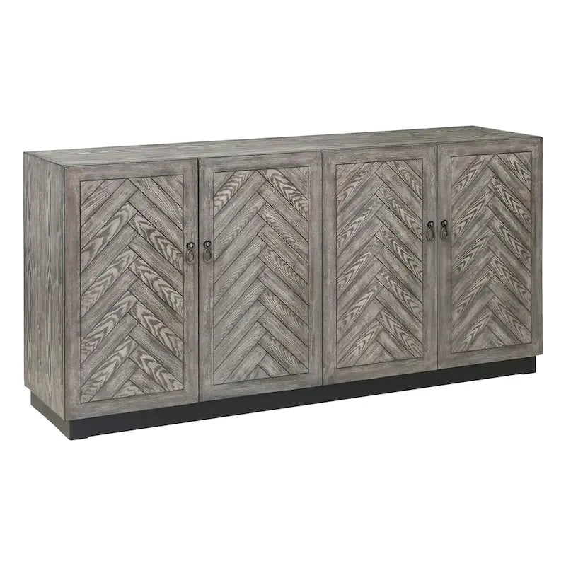 Grey Rustic Style 4-Door Console Cabinet