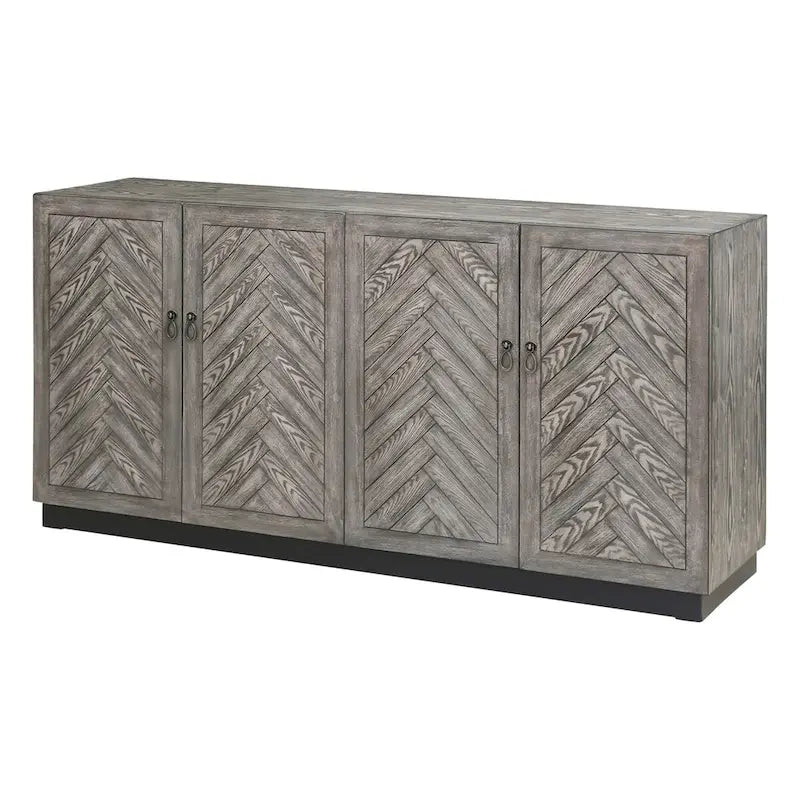 Grey Rustic Style 4-Door Console Cabinet