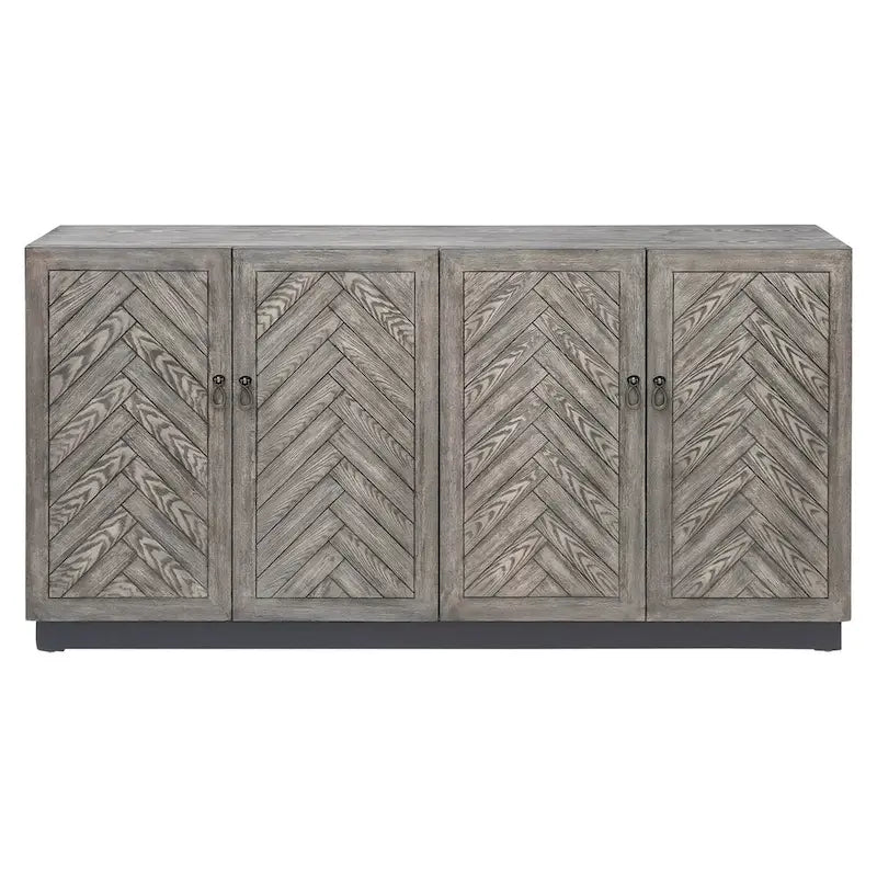 Grey Rustic Style 4-Door Console Cabinet