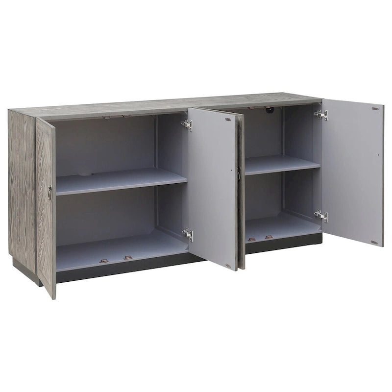 Grey Rustic Style 4-Door Console Cabinet