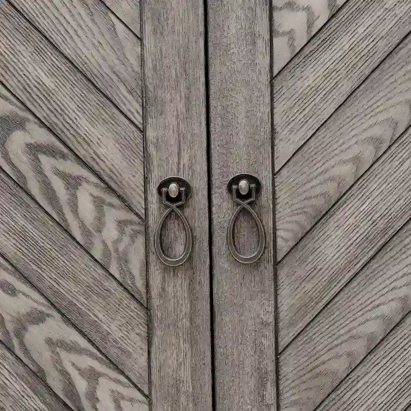 Grey Rustic Style 4-Door Console Cabinet
