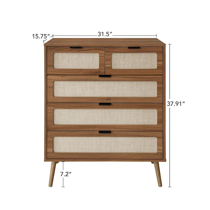 5 Drawer Cabinet, Accent Storage Cabinet, Suitable for Living Room, Bedroom, Dining Room, Study