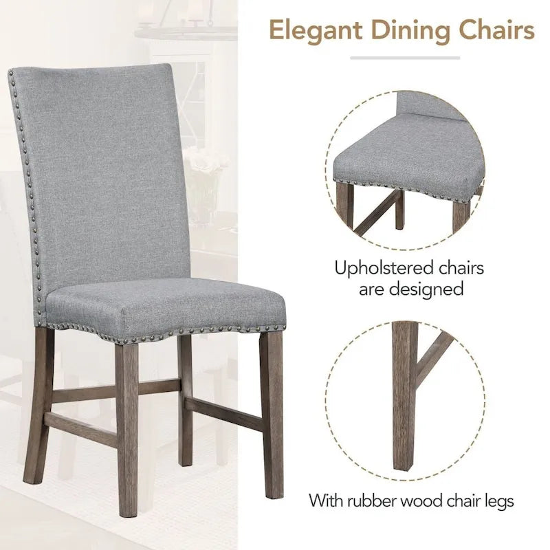 Grey Mid-Century Extendable Dining Table Set, Seats 6