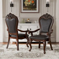 Traditional Solid Wood Dining Arm Chair with Nailhead Trim & Cabriole Legs, Cherry/White (Set of 2)