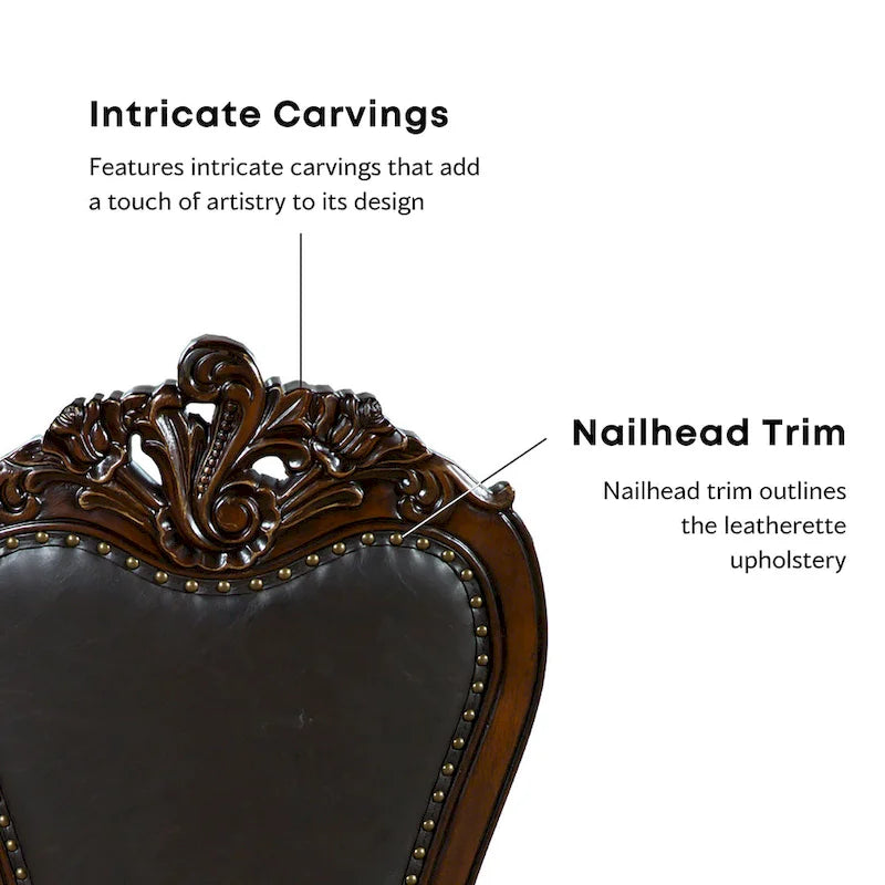Eugene Traditional Solid Wood Dining Arm Chairs with Nailhead Trim and Cabriole Legs (Set of 2)
