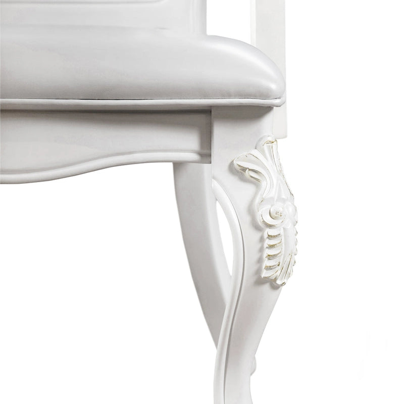 Traditional Solid Wood Dining Arm Chair with Nailhead Trim & Cabriole Legs, Cherry/White (Set of 2)
