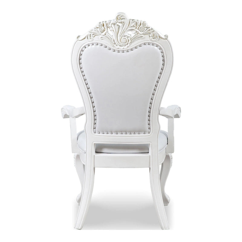 Traditional Solid Wood Dining Arm Chair with Nailhead Trim & Cabriole Legs, Cherry/White (Set of 2)