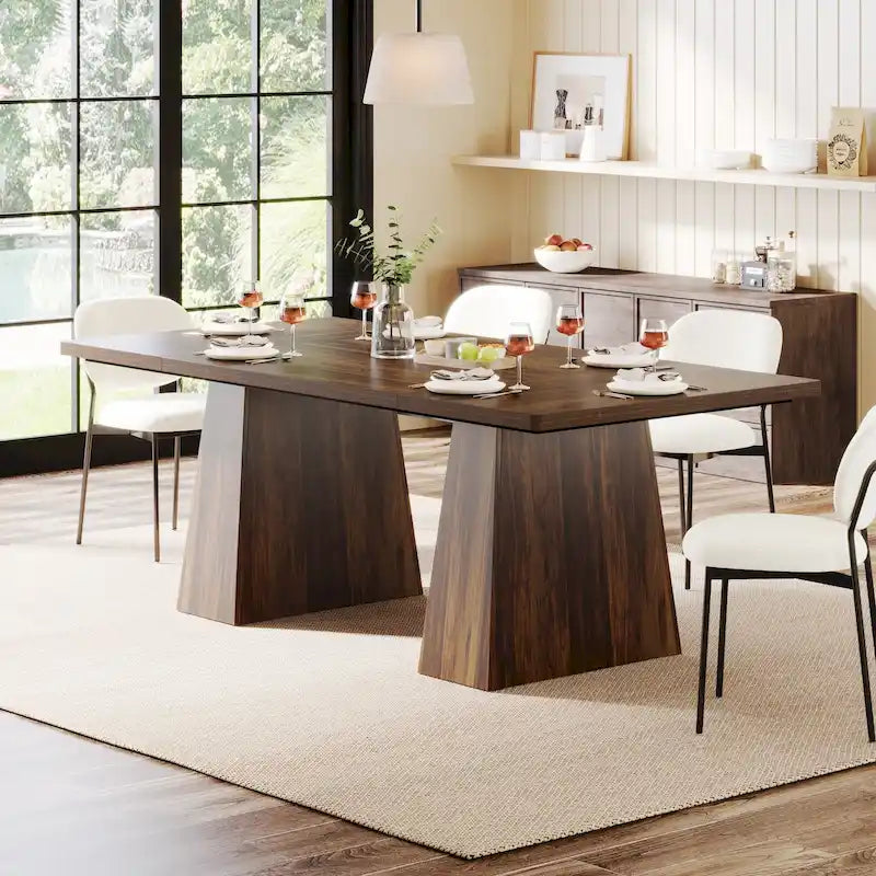 Rustic Brown / Grey / Black / Natural, With or Without Shelf, Rectangular Dining Table for 4–6