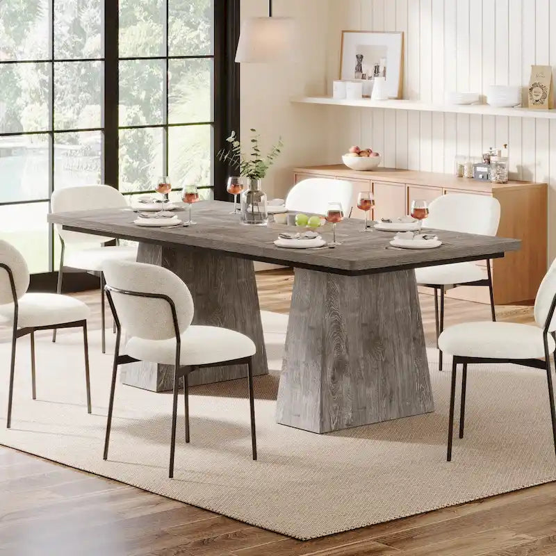 63 Inches Modern Dining Table for 4-6, Wood Kitchen Dinner Table