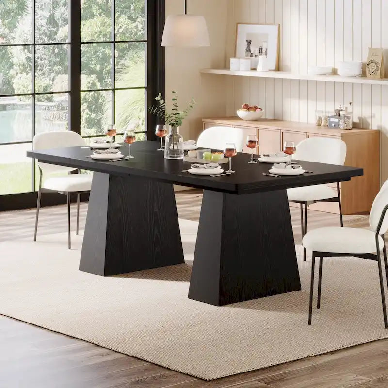 63 Inches Modern Dining Table for 4-6, Wood Kitchen Dinner Table