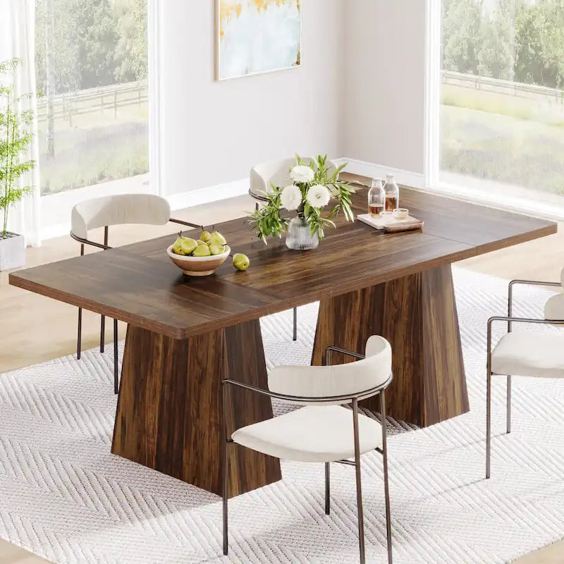 63 Inches Modern Dining Table for 4-6, Wood Kitchen Dinner Table