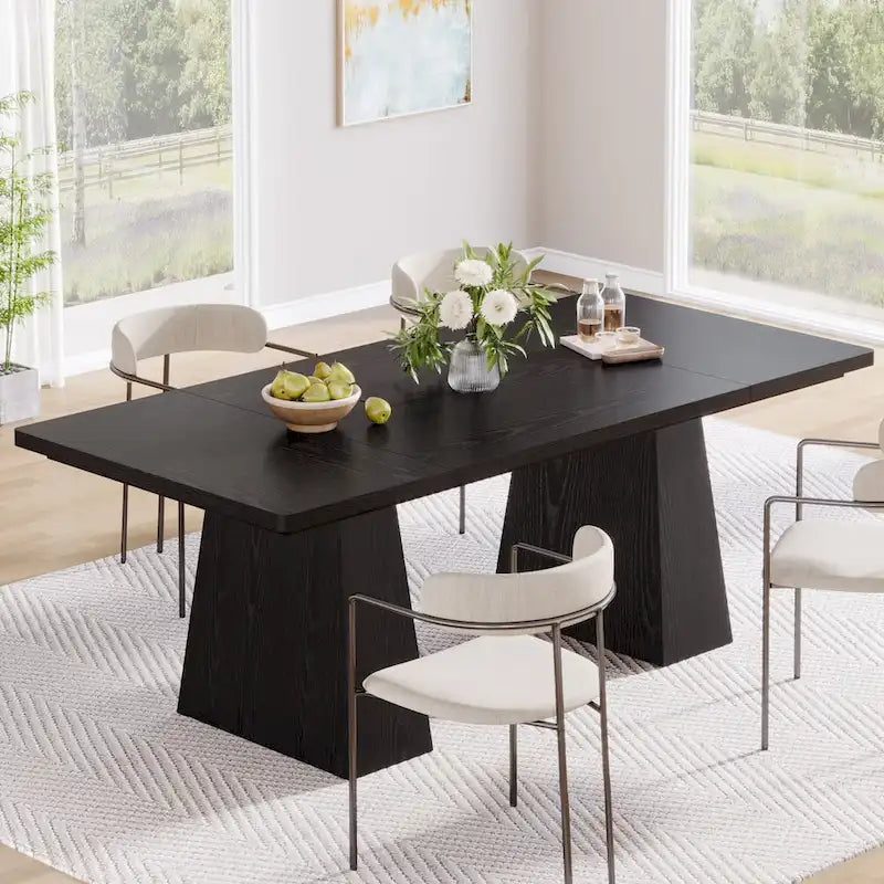 Rustic Brown / Grey / Black / Natural, With or Without Shelf, Rectangular Dining Table for 4–6
