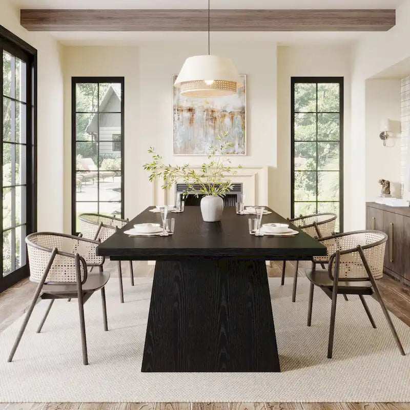 Rustic Brown / Grey / Black / Natural, With or Without Shelf, Rectangular Dining Table for 4–6