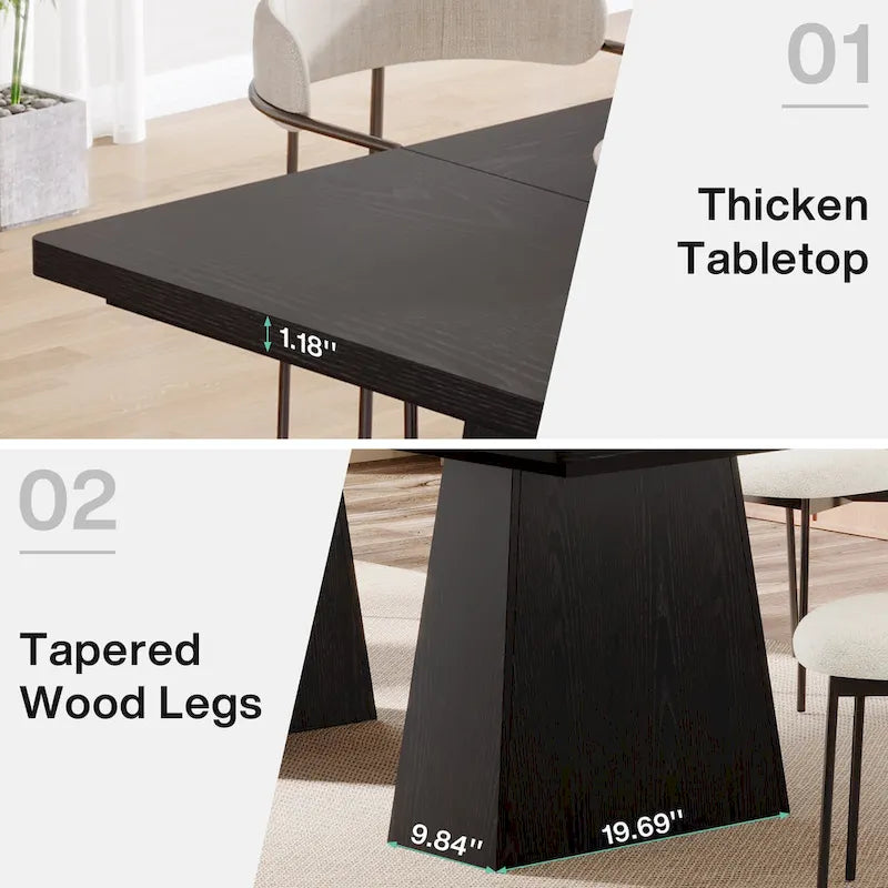 Rustic Brown / Grey / Black / Natural, With or Without Shelf, Rectangular Dining Table for 4–6