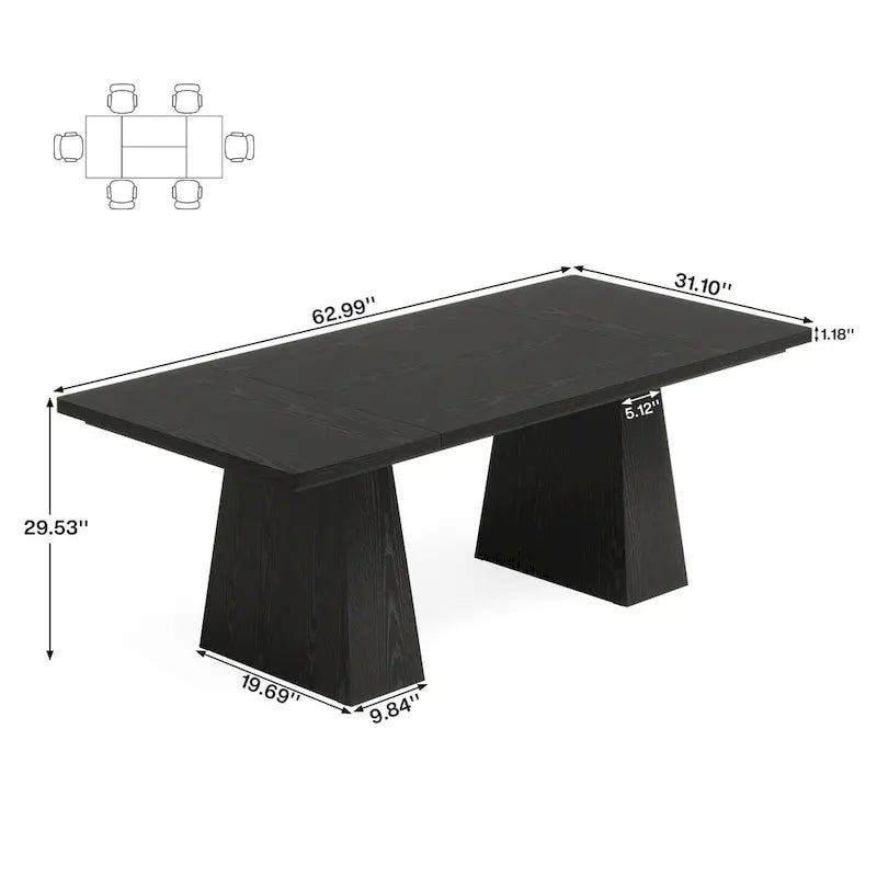 Rustic Brown / Grey / Black / Natural, With or Without Shelf, Rectangular Dining Table for 4–6
