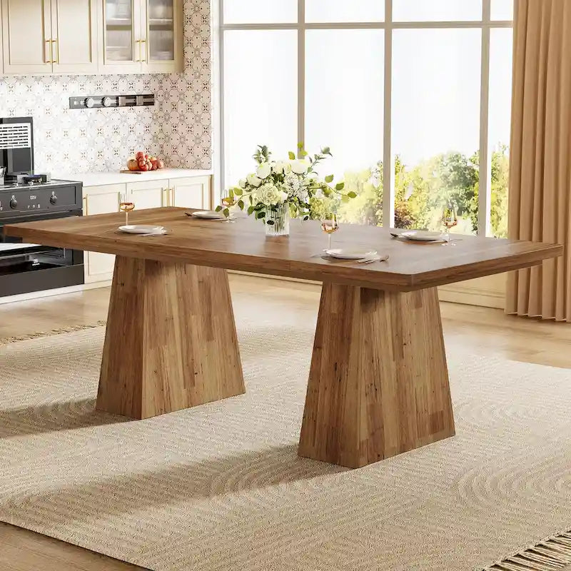 Rustic Brown / Grey / Black / Natural, With or Without Shelf, Rectangular Dining Table for 4–6