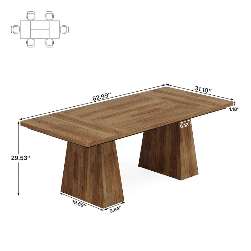 Rustic Brown / Grey / Black / Natural, With or Without Shelf, Rectangular Dining Table for 4–6