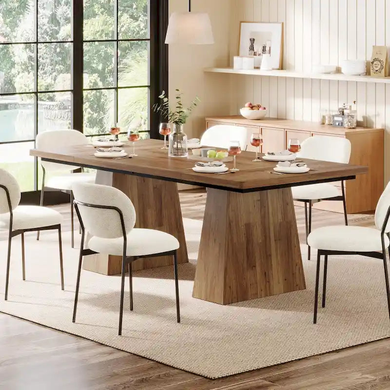 Rustic Brown / Grey / Black / Natural, With or Without Shelf, Rectangular Dining Table for 4–6