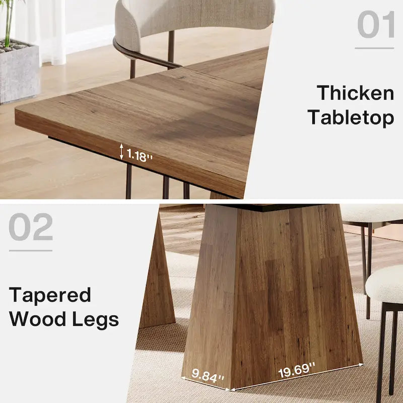 Rustic Brown / Grey / Black / Natural, With or Without Shelf, Rectangular Dining Table for 4–6