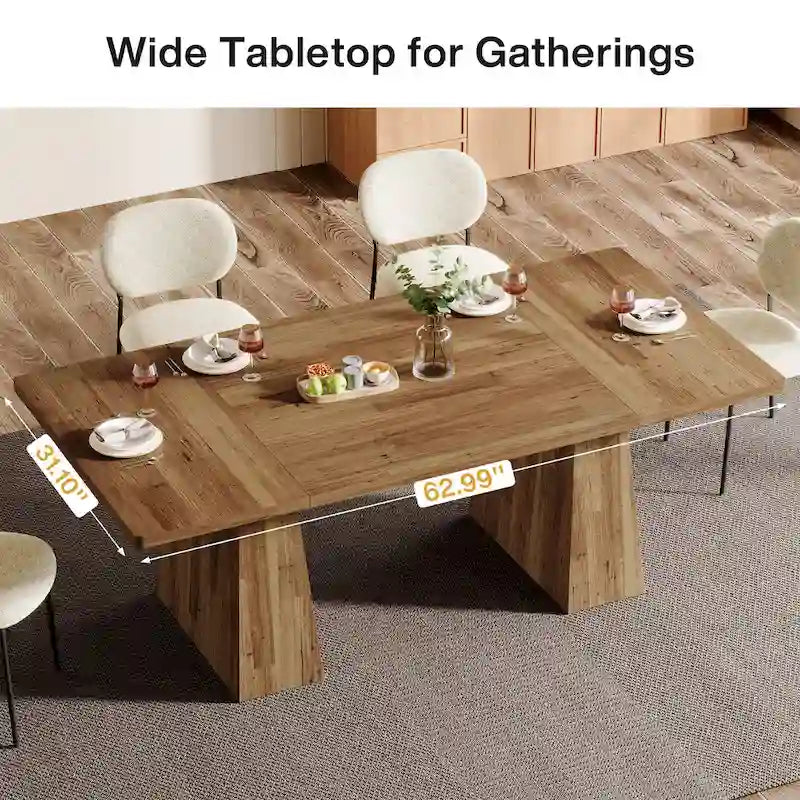 Rustic Brown / Grey / Black / Natural, With or Without Shelf, Rectangular Dining Table for 4–6