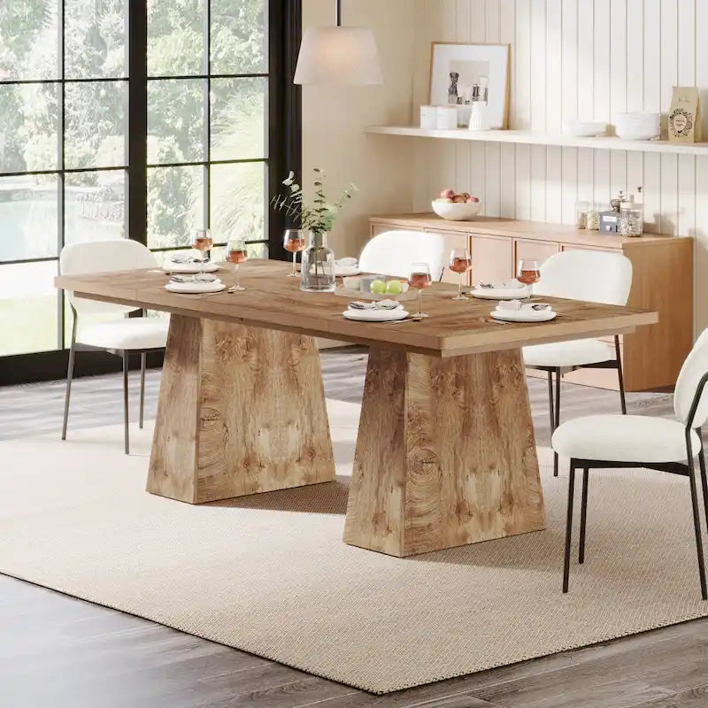 Rustic Brown / Grey / Black / Natural, With or Without Shelf, Rectangular Dining Table for 4–6